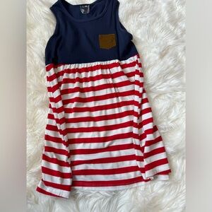 Red, white, & blue dress with gold sequins pocket detail